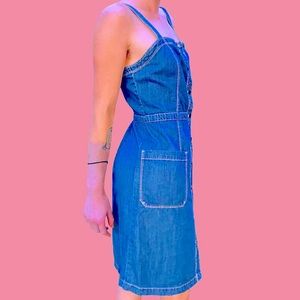 Denim Button Up Pinafore Dress Old Navy Size 8 / M